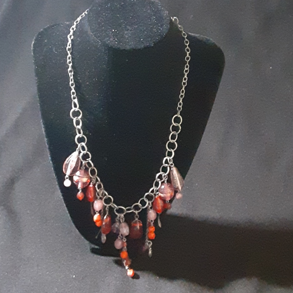 Orange and rose colored beaded necklace
